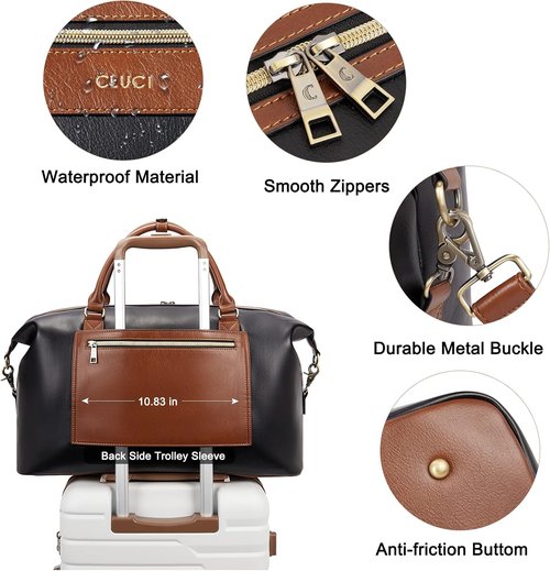 CLUCI Leather Duffle Bag - Oversized Weekender Bag for Women | Stylish Travel Companion