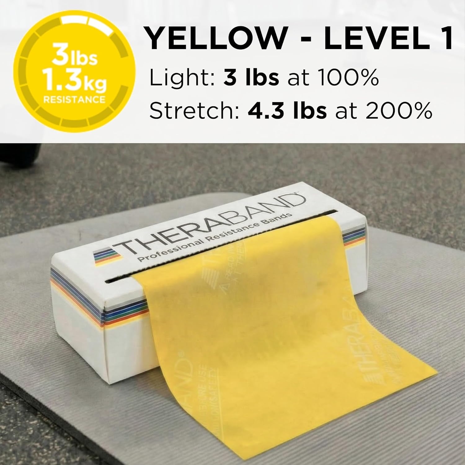 TheraBand Resistance Bands - Professional Latex Elastic Band for Upper & Lower Body Workouts | 6 Yard Roll, Yellow, Level 2