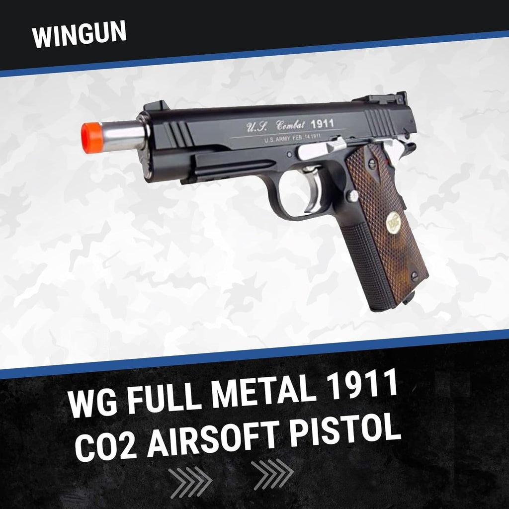 Skiennix Full Metal M1911 Airsoft Gun - 500 FPS CO2 Pistol with 6mm BBs | Realistic Design