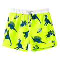 Surfcuz Little Boys Swim Trunks UPF 50+ Dinosaur Planets 05 Fluorescent Green