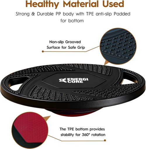 Energi Core Balance Board - Anti-Slip Surface for Standing Desk & Core Workout | Black & Green