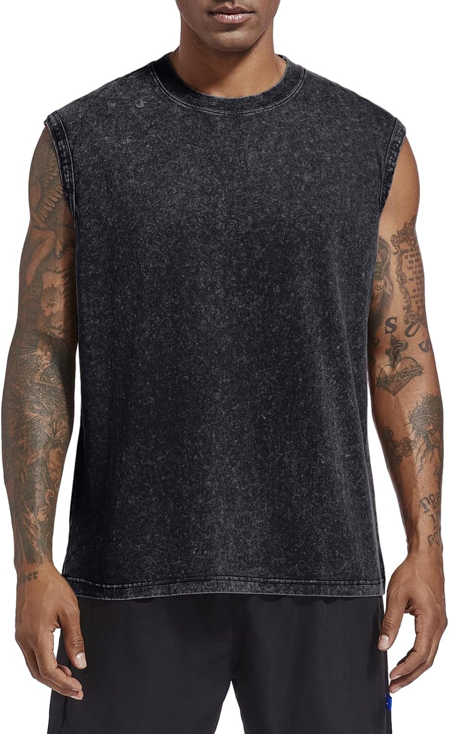 Wrenpies Men's Cotton Gym Tank Top - Sleeveless Acid Wash Muscle Shirt for Running & Beach Wear