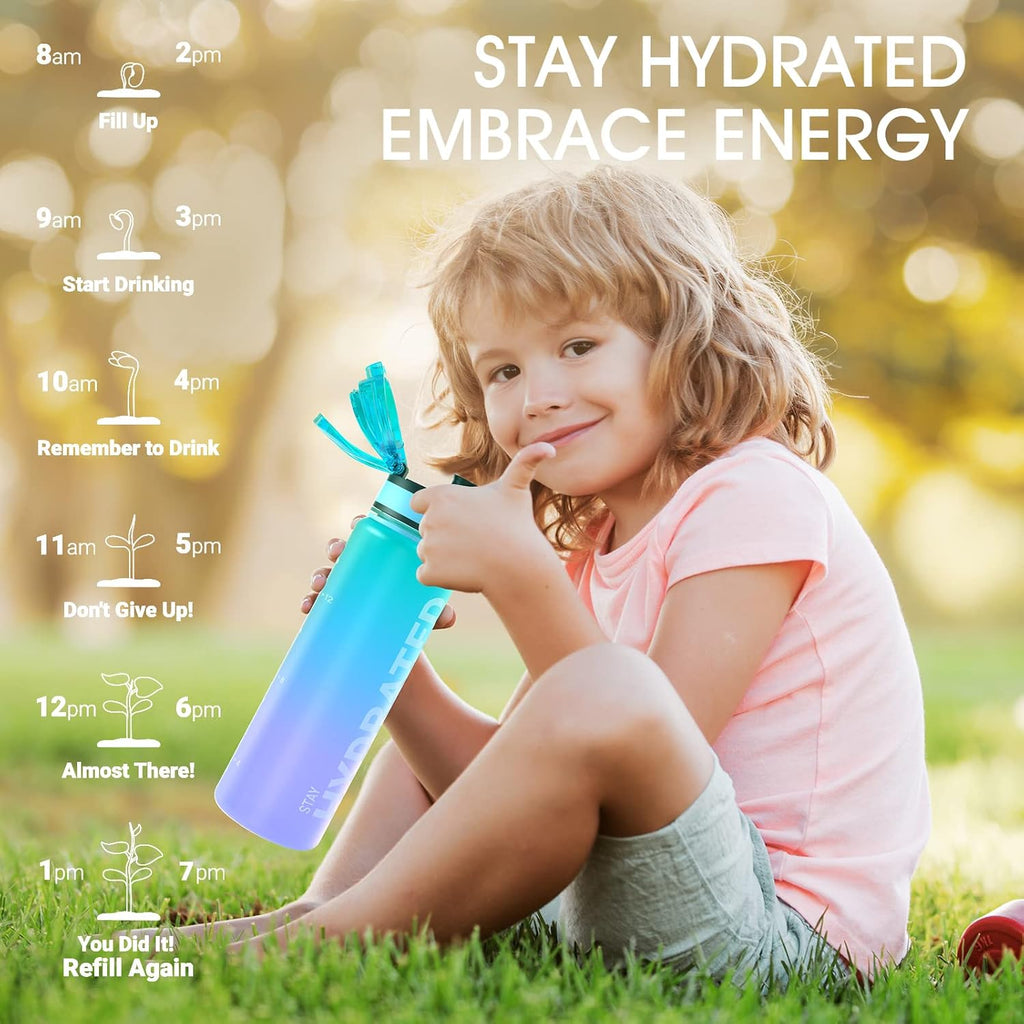 Sahara Sailor Water Bottle - Durable, Leakproof Tritan Design with Motivational Time Marker | 32/25/17oz