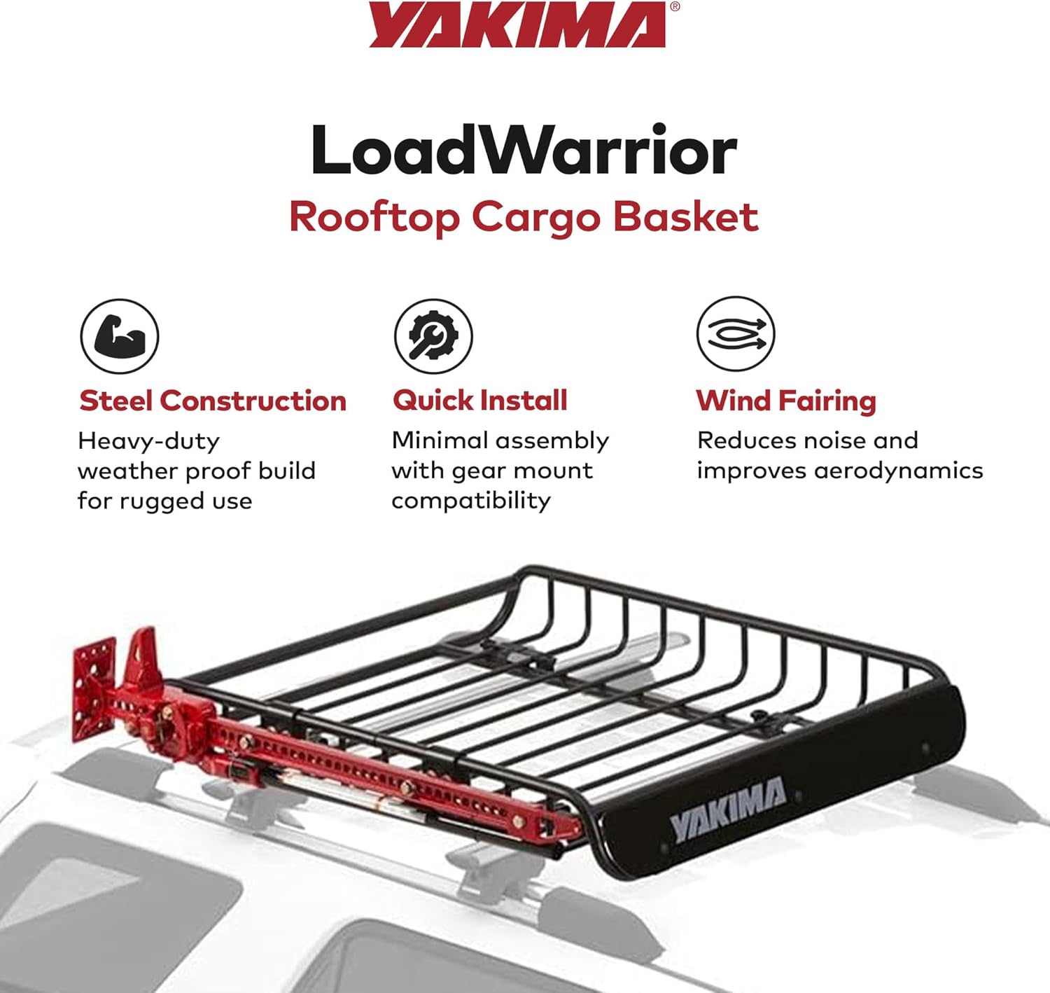 Yakima LoadWarrior Heavy-Duty Steel Cargo Basket - Medium Size with Universal Mounting Hardware | Black