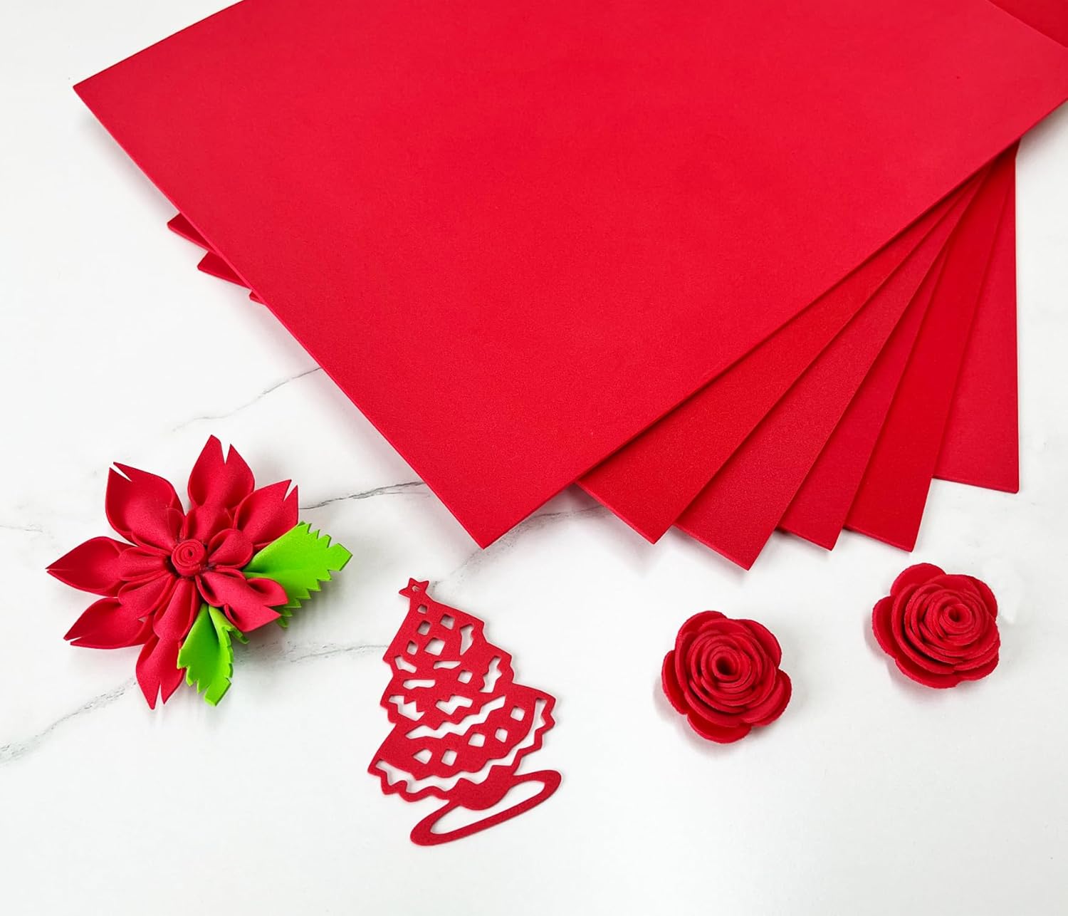 Premium Red Foam Sheets by CraftPro - 9x12 Inch, 2mm Thick, 25 Pack for DIY Projects & Scrapbooking