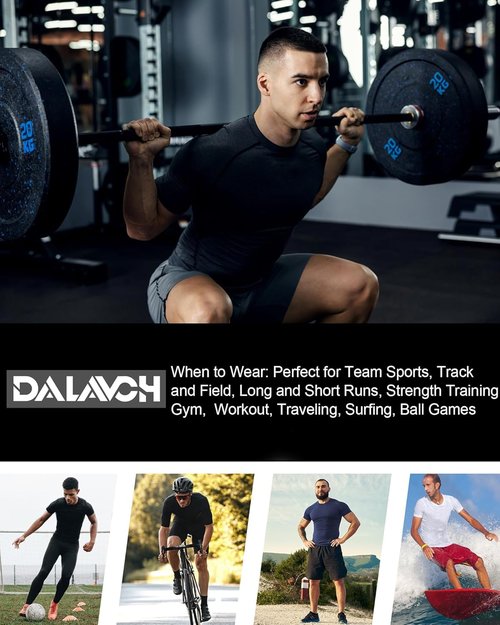 Dalavch Men's Compression Shirts - 5 Pack Short Sleeve Cool Dry Athletic Workout Undershirts