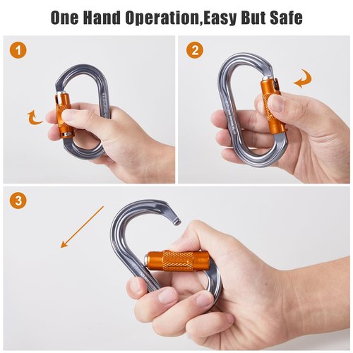 SOB Heavy-Duty Steel Carabiners 2 pcs-27 kN – Auto-Locking Climbing Carabiners with Industrial Strength for Keychains, Outdoor Equipment, Backpacks, Hiking, and Camping