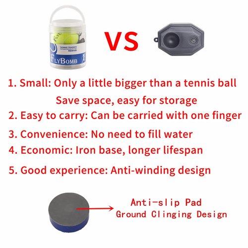 Flybomb Tennis Trainer Rebound Ball – 14.1 Ft Retractable String & Heavy Iron Base – Portable & Easy to Use – Tennis Practice for Adults & Kids – Tennis Serve Trainer – Solo Tennis Training Equipment