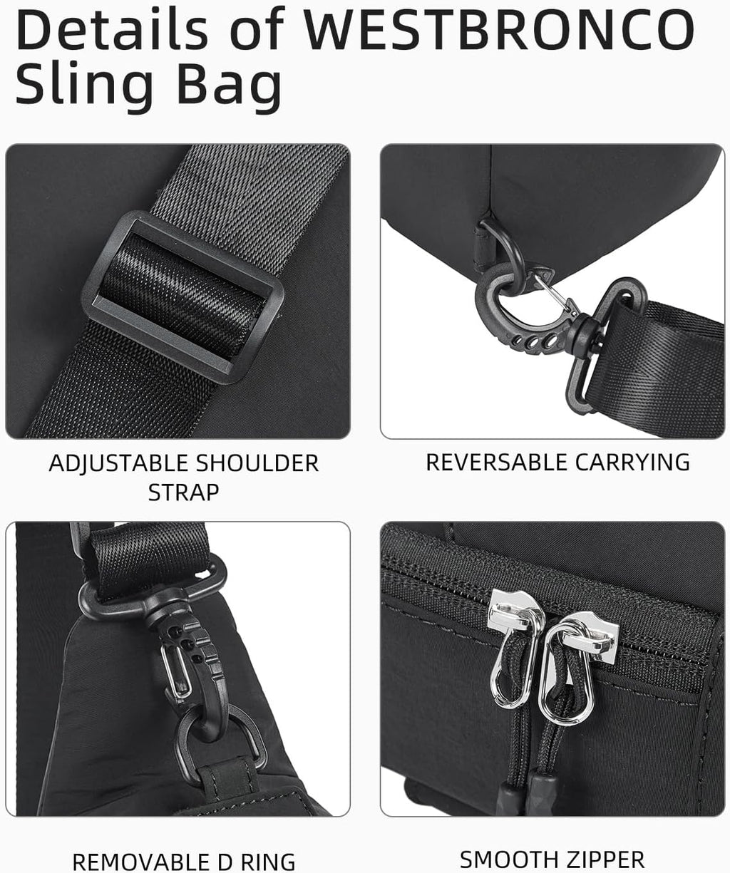 Westbronco Small Sling Bag - Lightweight Nylon Crossbody Backpack for Women | Ideal for Travel & Daily Use