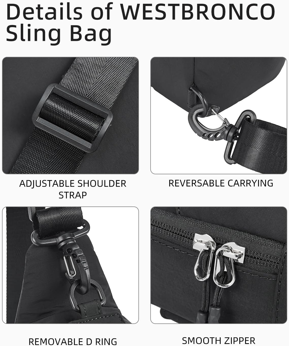 Westbronco Small Sling Bag - Lightweight Nylon Crossbody Backpack for Women | Ideal for Travel & Daily Use