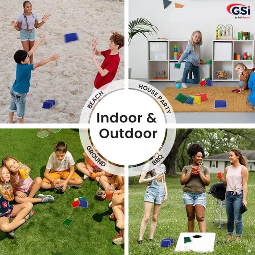 GSi Mini Bean Bags & Rainbow Play Parachute Set - 12 Pack for Kids' Physical Education & Games