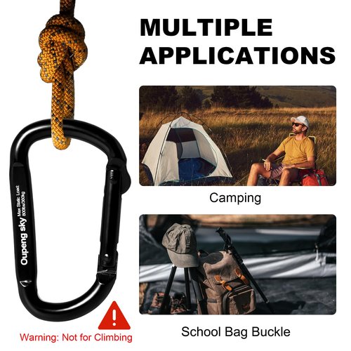 12PCS Carabiner Clip - Heavy Duty Iron Carabiners 800lbs Carabeaner D Ring Shape,Caribeener Key Chain Clip Hook,Keychain Clip,Multipurpose for Camping, Hiking,Backpacking or Other Outdoor Activities.