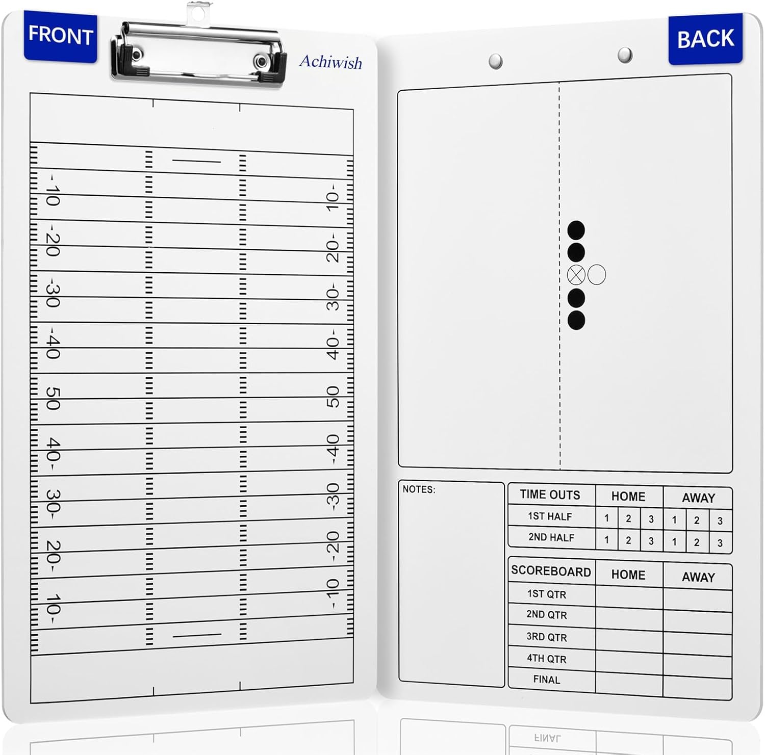 Skiennix Football Clipboard - Premium Double-Sided Dry Erase Board with Tactics Field & Lineup Planner