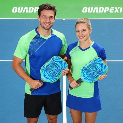 GUADPEXI USAPA Approved Pickleball Paddles Set of 2 - Premium Fiberglass Surface & Honeycomb Core for Power & Control - Lightweight Pickleball Set Includes 4 Balls, Carry Bag & Gift Box (Green)