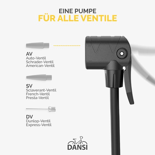 DANSI Bike Floor Pump - High Pressure 180 PSI with Gauge | Portable Multi-Purpose Air Pump for Presta & Schrader Valves