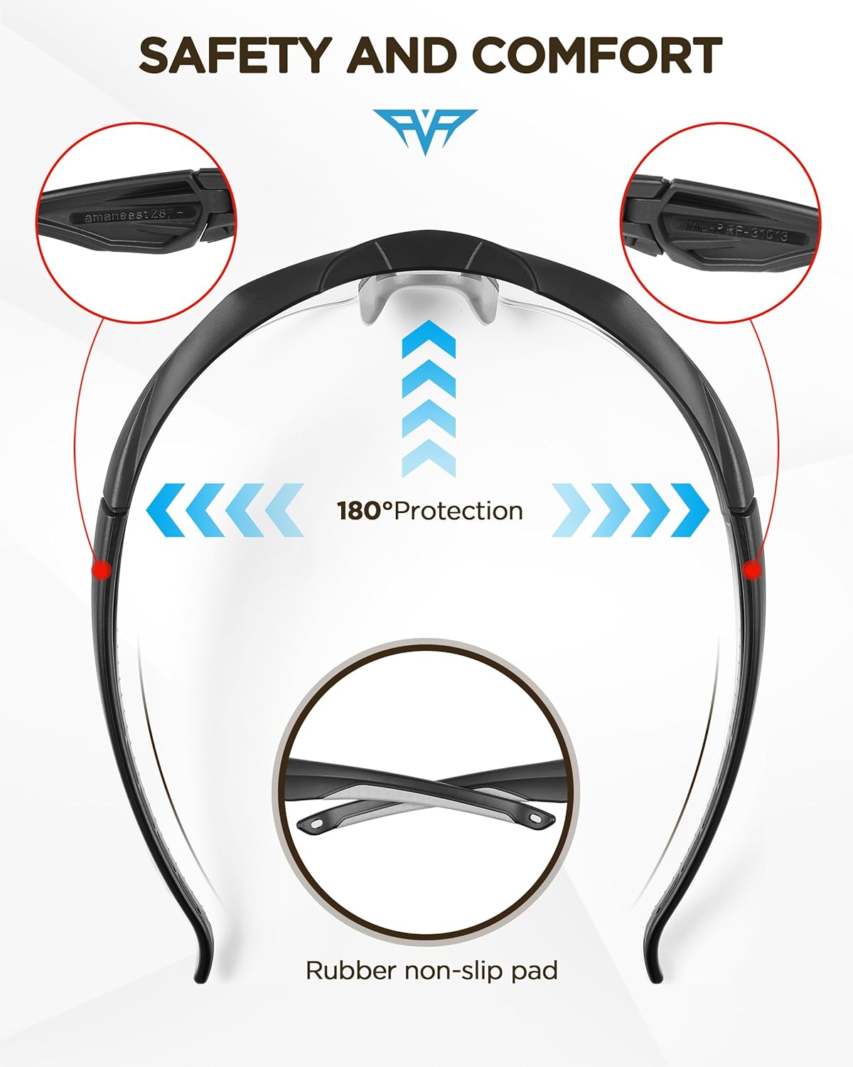 Skiennix Anti-Fog Shooting Glasses - Tactical Wrap-Around Design | Clear HD Lens & UV Protection