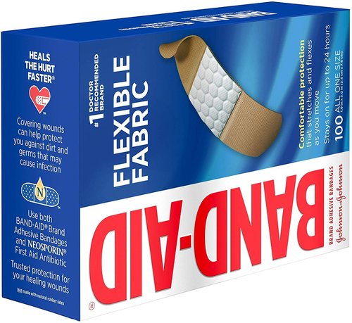 Johnson & Johnson Band-Aid Woven Adhesive Bandages - 1" x 3", Tan | Box of 100
