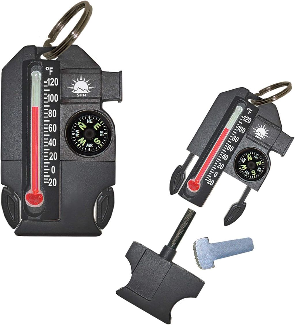 Sun Company Outsider - 4-in-1 Survival Multi-Tool | Compact Outdoor Gadget with Compass, Thermometer, Whistle & Fire Starter