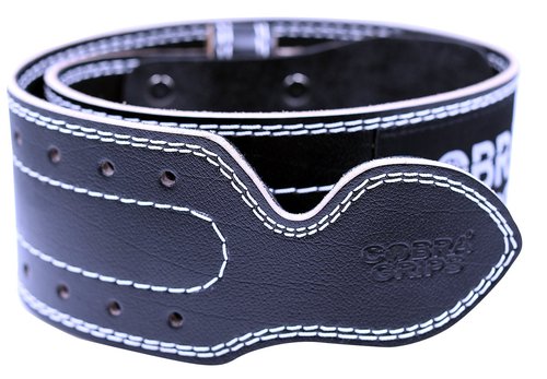 Weight Power Lifting Belt 4” Wide Cobra Grips Premium Genuine Leather Belt for Men & Women Adjustable Weightlifting Back Support (Black, X-Small 23"-31")
