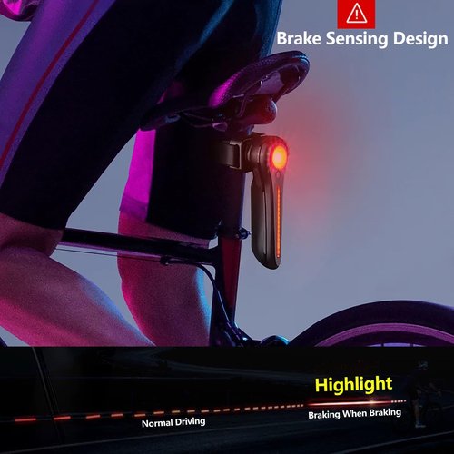Smart Bike Tail Light,120 Lumen Bicycle Tail Light. Brake Sensing Rear Lights, Auto On/Off, Waterproof, USB Rechargeable, Ultra Bright LED Warning Back Bicycle Flashlight, Cycling Safety Accessories
