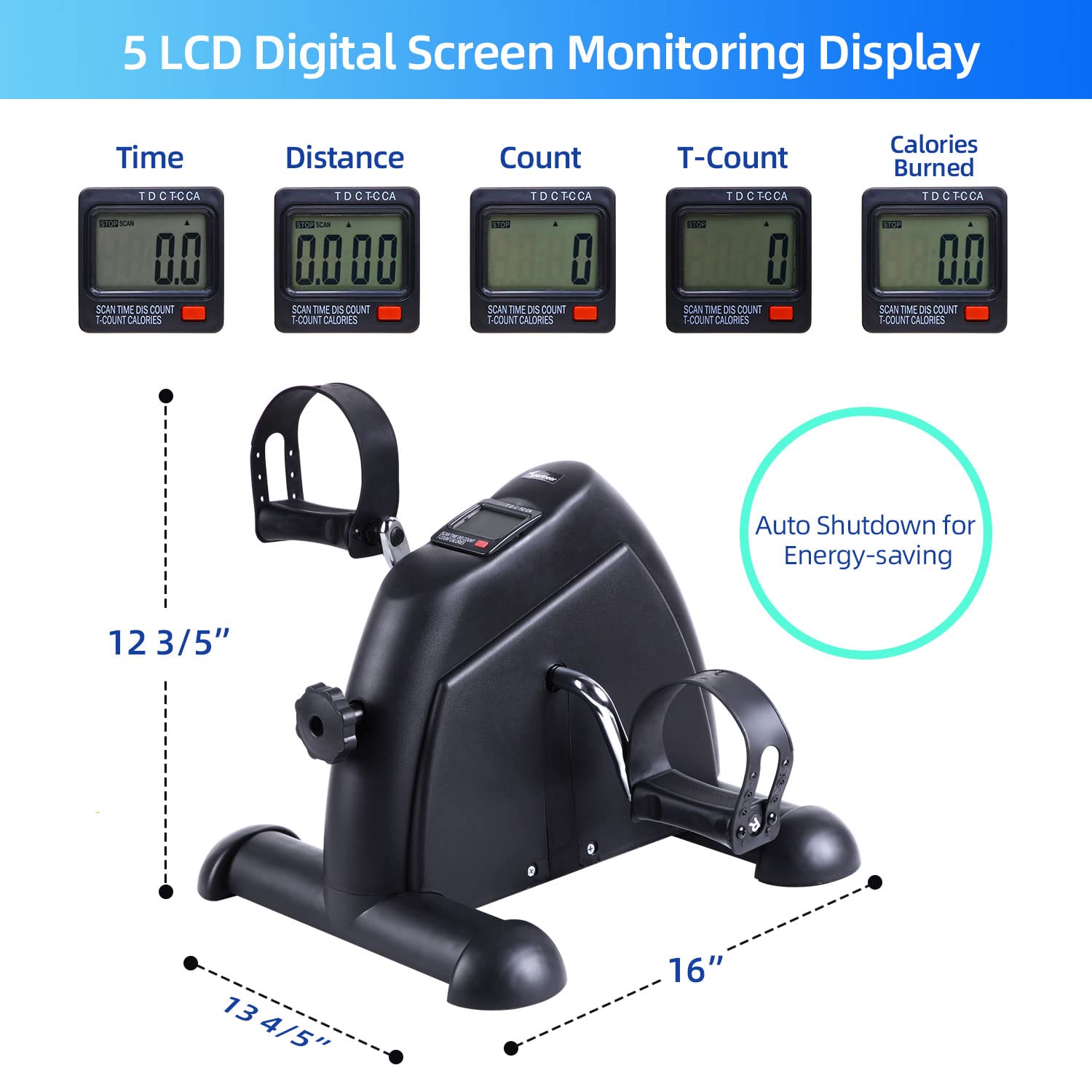Under Desk Bike Pedal Exerciser, Mini Exercise Bike Portable Peddler Sitting for Seniors with LCD Display Sportneer Foot Cycle Arm & Leg Bike Pedals Exerciser with Anti-Skid Mat for Home Office