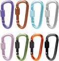 Skiennix Multi-Pack Aluminum Carabiner Clips - Ultra-Light Spring & Locking for Hiking, Outdoor Use