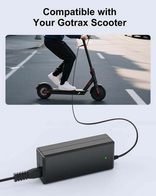 WUKUR 42V 2A Charger for Gotrax Electric Scooters Compatible with GoTrax GXL V2, G2, G3, G4, Apex, Glider, XR Elite, XR Ultra, Power Supply Adapter for 36V Lithium-ion Battery, 9.8Ft