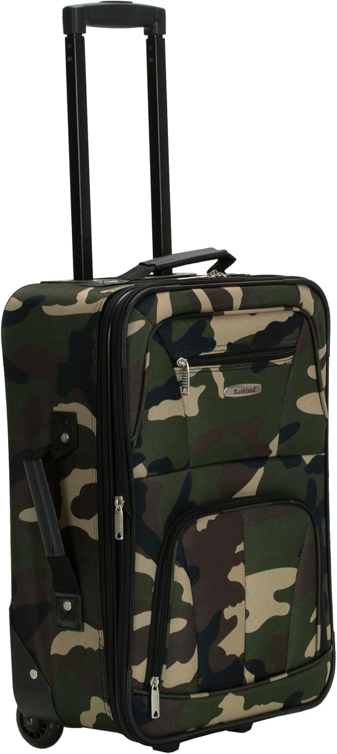 Rockland Fashion Softside Upright Luggage Set,Expandable, Wheel, Telescopic Handle, Camouflage, 2-Piece (14/19)