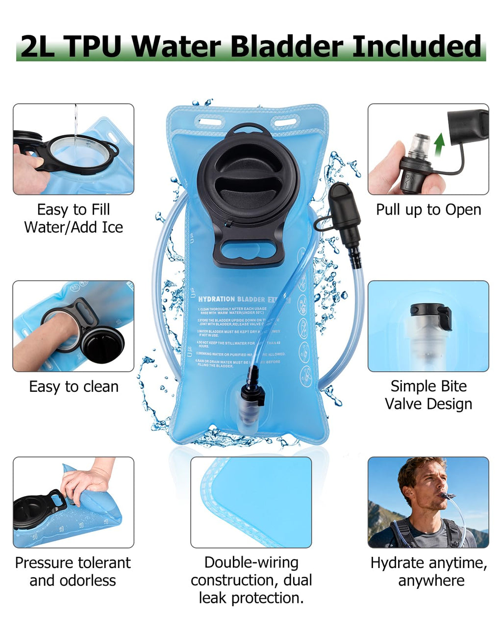 NOOLA Running Vest with 2L Water Bladder, Reflective Hydration Backpack for Men Women, Lightweight Chest Pack with Phone Pocket Adjustable Running Backpack for Marathon Fishing Cycling Hiking, Large