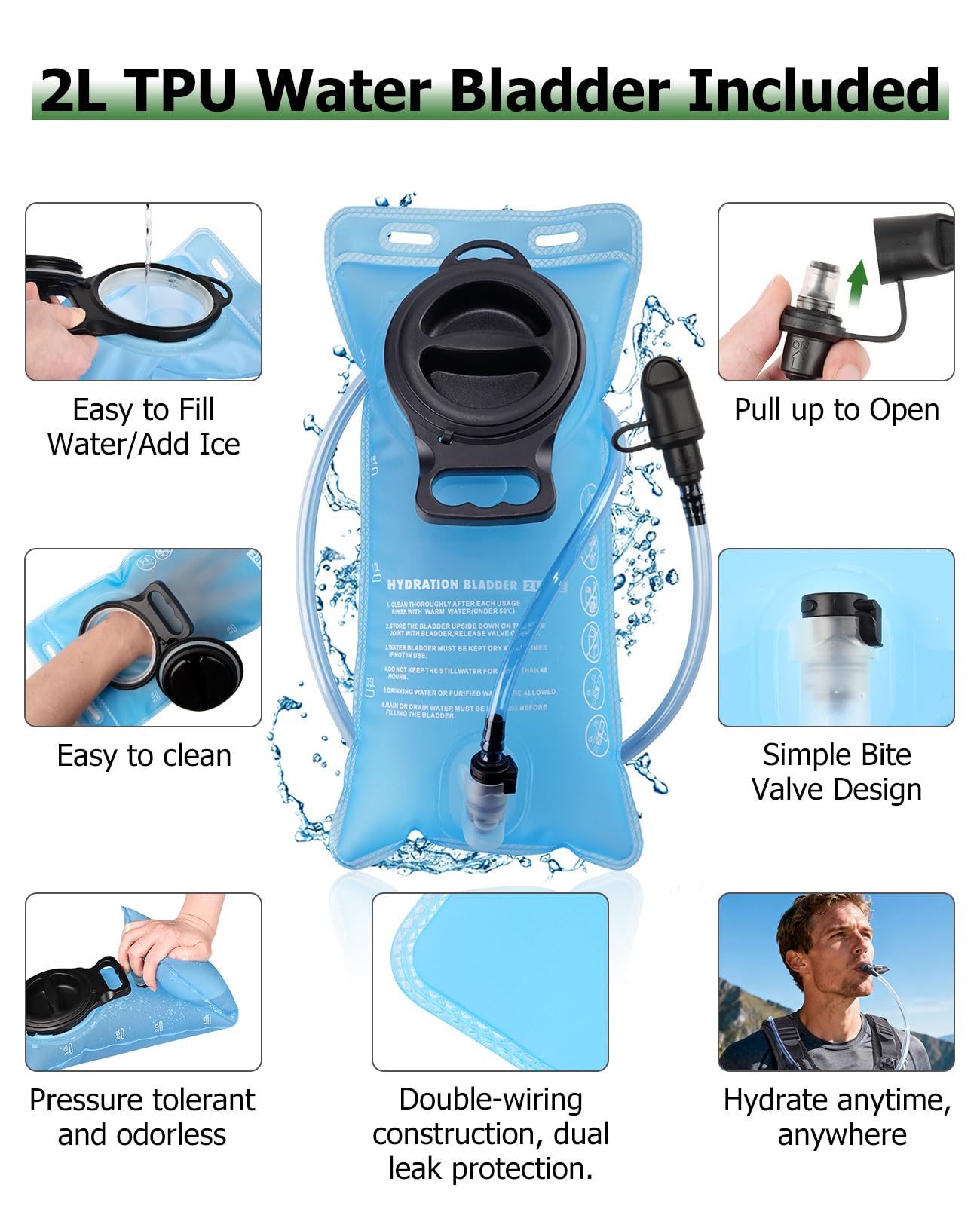 NOOLA Running Vest with 2L Water Bladder, Reflective Hydration Backpack for Men Women, Lightweight Chest Pack with Phone Pocket Adjustable Running Backpack for Marathon Fishing Cycling Hiking, Large
