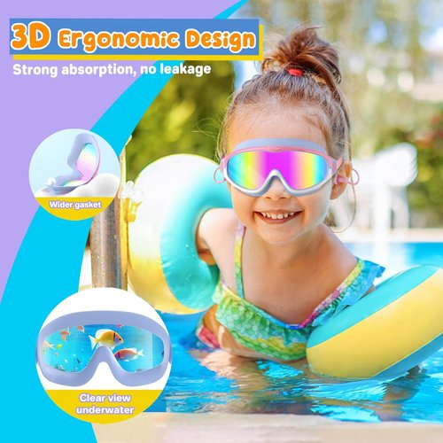 COOLOO Kids Swim Goggles - Anti-Fog & UV Protection | 2 Pack for Ages 4-16, Wide View & No Leaking