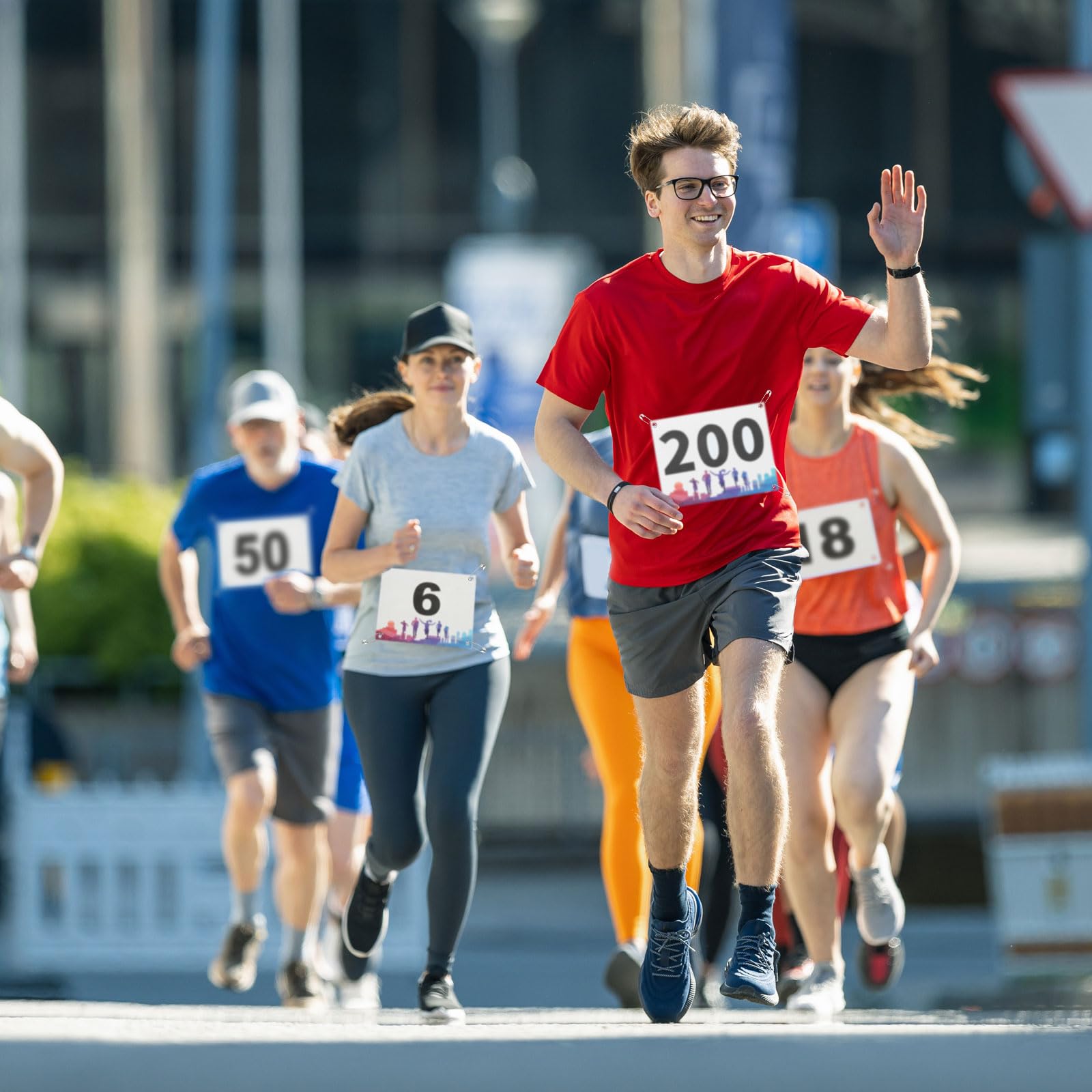 PATIKIL Tearproof Running Bib Numbers 7x4 Inch, 1-50 Waterproof Race Competitor Numbers with Safety Pin for Marathon Sports Game Competition Runner, Multicolor
