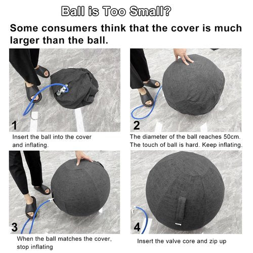 TokSay Exercise Ball Chair for Home Office - 25IN Yoga Ball with Leathaire Cover - Anti-Burst Stability Ball for Pregnancy, Balance & Active Sitting - Pump Included (Gray)