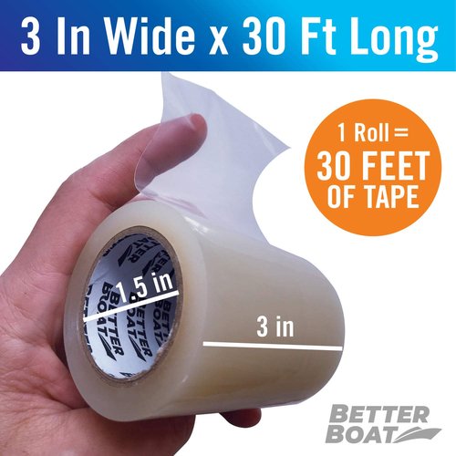 Better Boat Repair Tape - Heavy Duty Clear Waterproof Patch for Fabric & Vinyl | 30ft x 3in