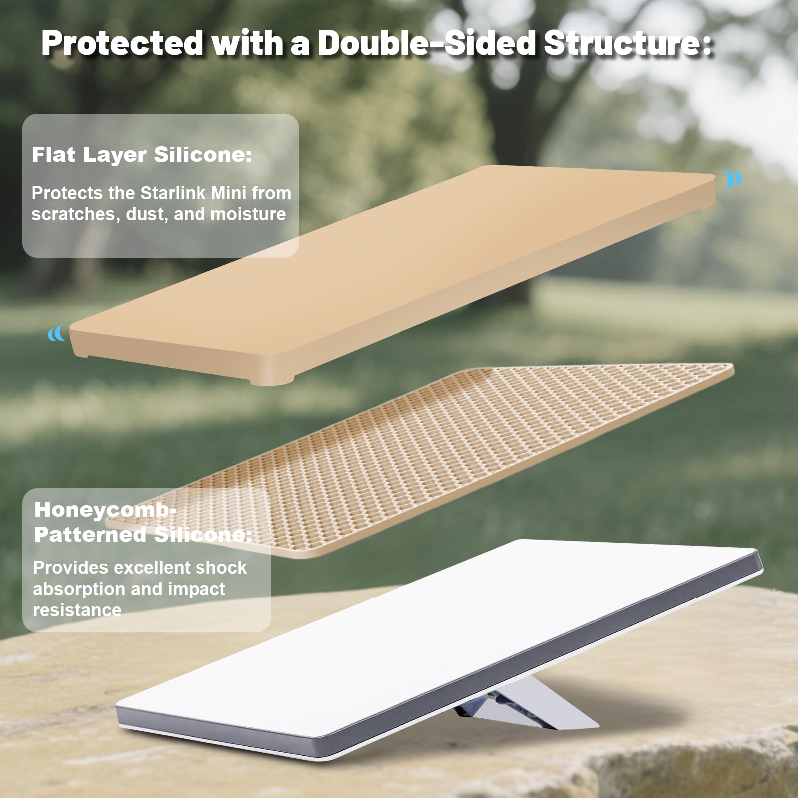 Zeroffi Starlink Mini Protective Cover Case, Starlink Mini Accessories Silicone Protective Case for Starlink Mini Dish Khaki