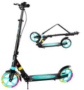LED Light Up Large Wheels Scooter for Kids Ages 6-12 and Adults with Handbrake, Kick Scooters for Teens 12 Years and Up with Carry Strap and Bell, Easy Fold, Height Adjustable