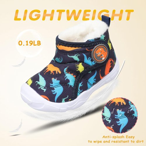 LeIsfIt Toddler Boots Girls Boys Wide Winter Boots Cozy Fleece Winter Shoes Indoor Outdoor Warm Shoes