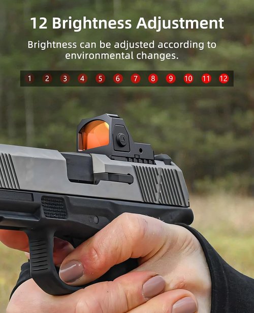 EZshoot Full-Sized Red/Green Dot Optic - 2MOA Dot with 12 Brightness Settings | Compatible with RMR & Picatinny