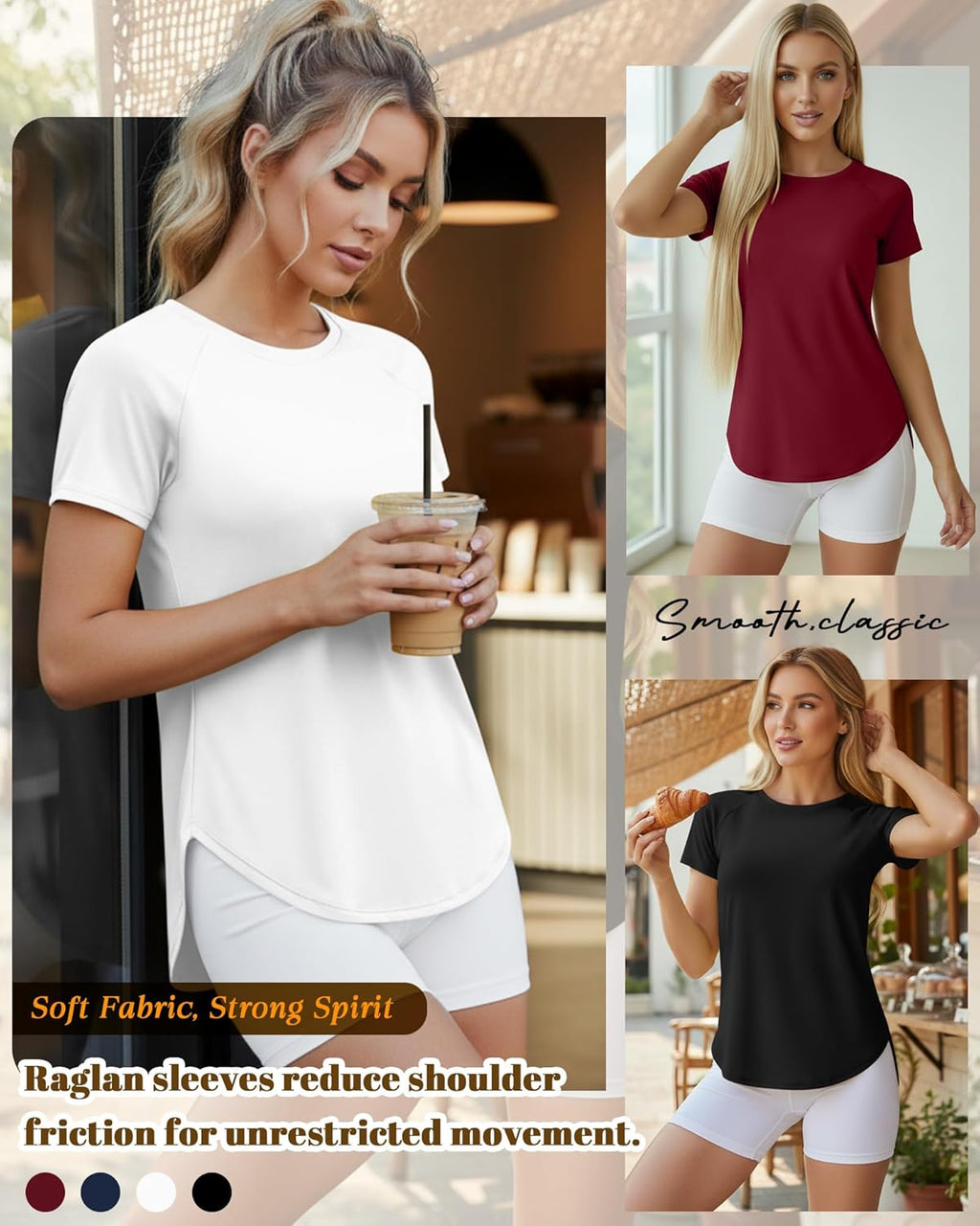 Oakgarden Women's Workout Tops - 4 Pack Short Sleeve Shirts with UV Protection & Quick Dry | Athletic Running Outfits