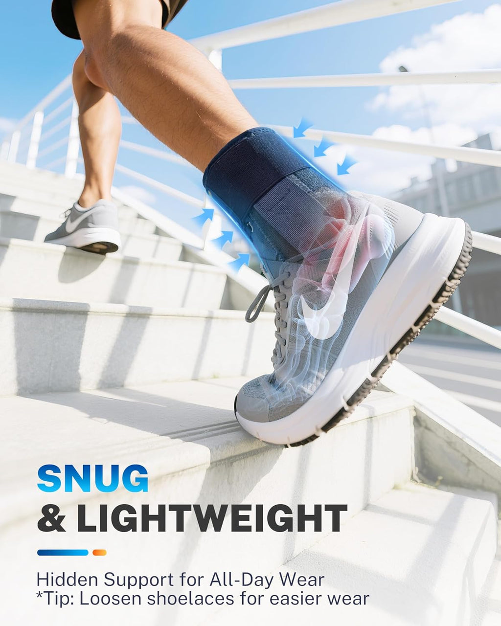 Skiennix Ankle Brace - Adjustable Compression Support for Achilles Tendonitis & Sprains | Size L