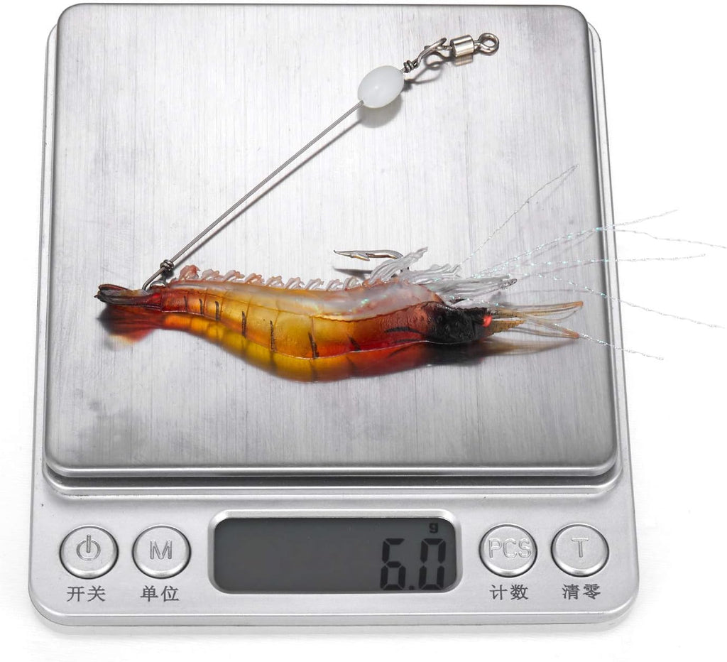 WANBY Fishing Shrimp Lures - Luminous Silicone Soft Bait Set with Hooks for Freshwater & Saltwater
