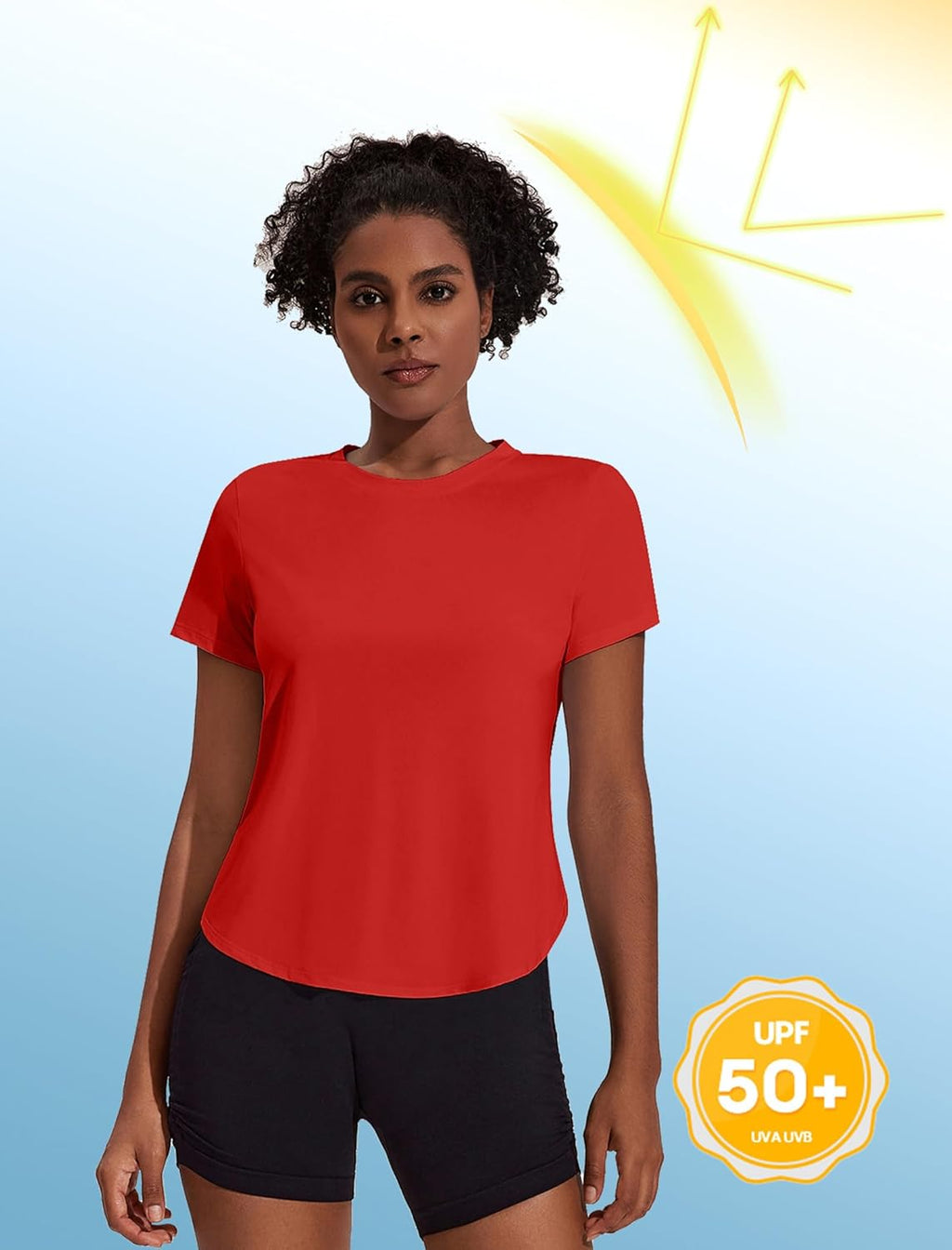 PINSPARK Workout Tops for Women - UPF 50+ Short Sleeve Yoga Shirts with Side Slits | Loose Fit Gym Tee