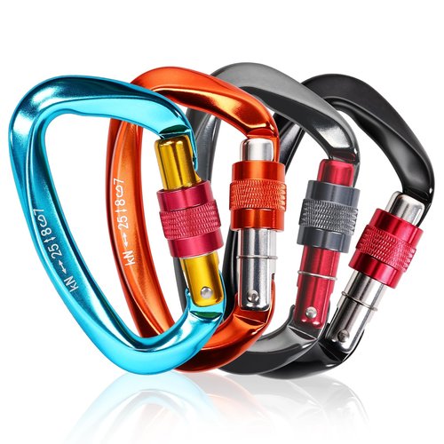 Climbing Carabiner Clips 25KN Auto Locking Heavy Duty Carabiner Clip, Fit for Rock Climbing, Rappelling, Rescue, Hammock, Aerial Work, Camping, Dog Leash etc(4 Packs)