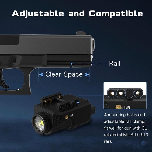 LaserMax Pistol Laser Light Combo - 800 Lumens Green Laser & Flashlight for Glock & Rifle | Rechargeable Battery