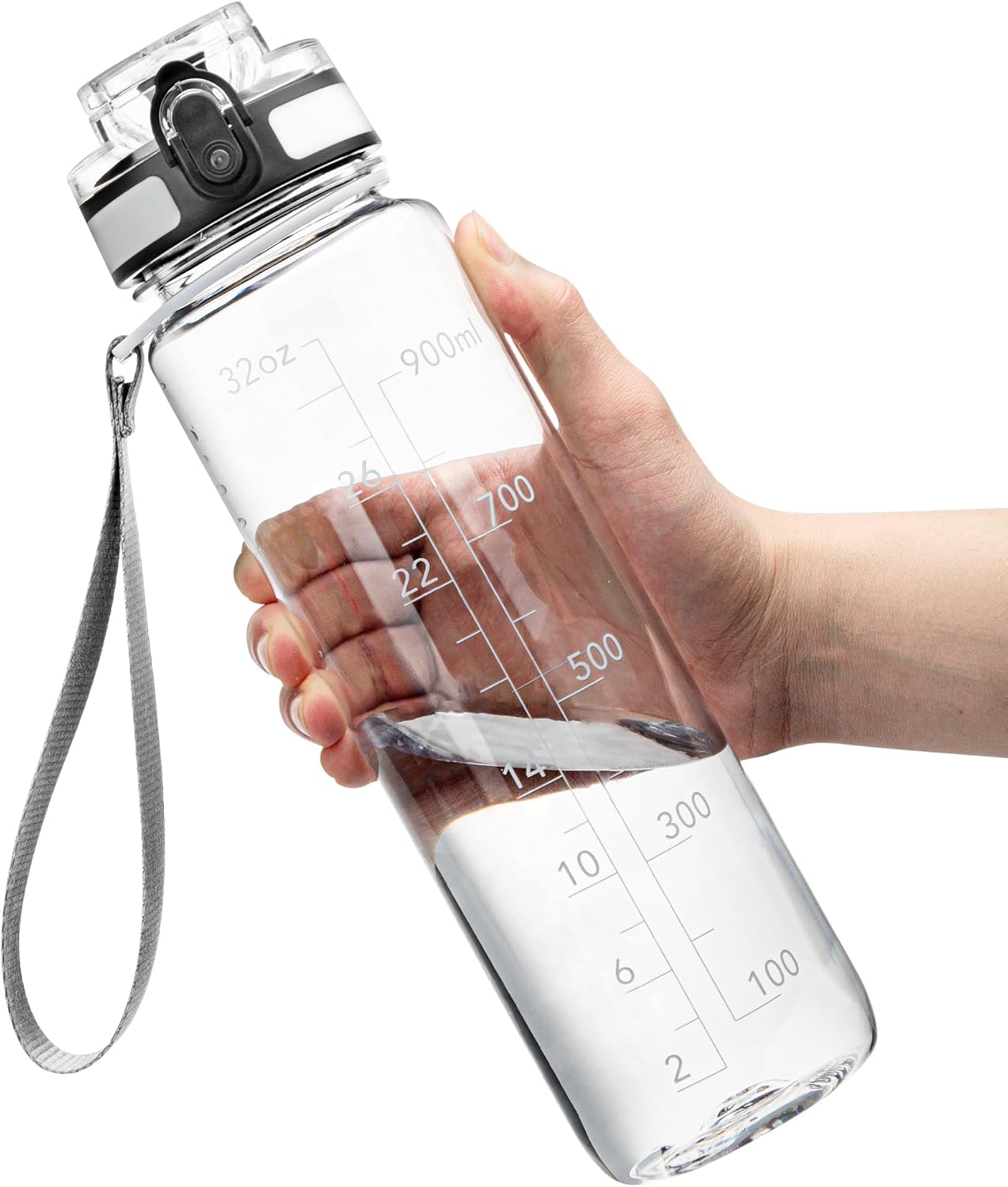 OLDLEY Water Bottle, 32oz Motivational Sports Water Bottle with Time Marker - Times to Drink - Tritan, BPA Free, Wide Mouth Leakproof, Anniversary Birthday Gifts for Men Women, Capacity Clear