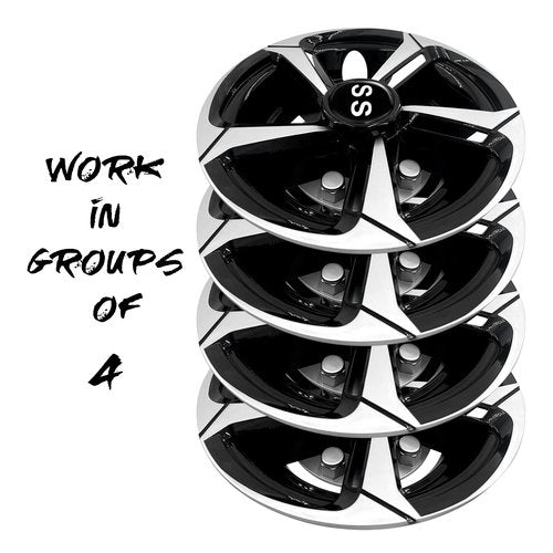 SAMXOMAP Golf Cart SS Wheel Covers Hub Caps for EZGO Club Car Yamaha 8 Inch Hubcaps for Golf Cart, Set of 4, Black and Silver