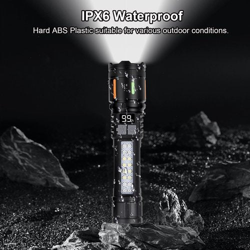 Flashlights High Lumens Rechargeable 3 Packs, 900,000L Handheld Tactical Led Flashlight High Powered with 5 Light Modes, Cob Side Light, USB C, Zoomable, Super Bright Flash light for Emergency