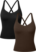 OQQ V Neck Sports Bra - Padded, Adjustable Straps for Medium Impact Gym Workouts | 2 Pack