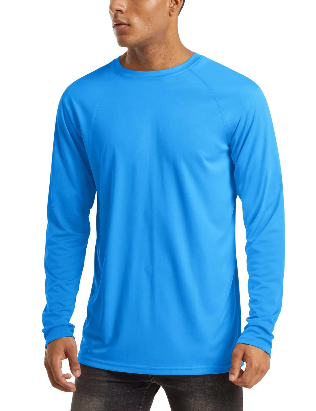 Rashguard for Men Long Sleeve Sun Protection Shirts Men Athletic T-Shirt Outdoor Shirts for Men Camping Shirts for Men Thermal Shirts for Men Azure