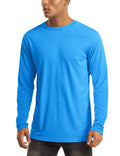 Rashguard for Men Long Sleeve Sun Protection Shirts Men Athletic T-Shirt Outdoor Shirts for Men Camping Shirts for Men Thermal Shirts for Men Azure